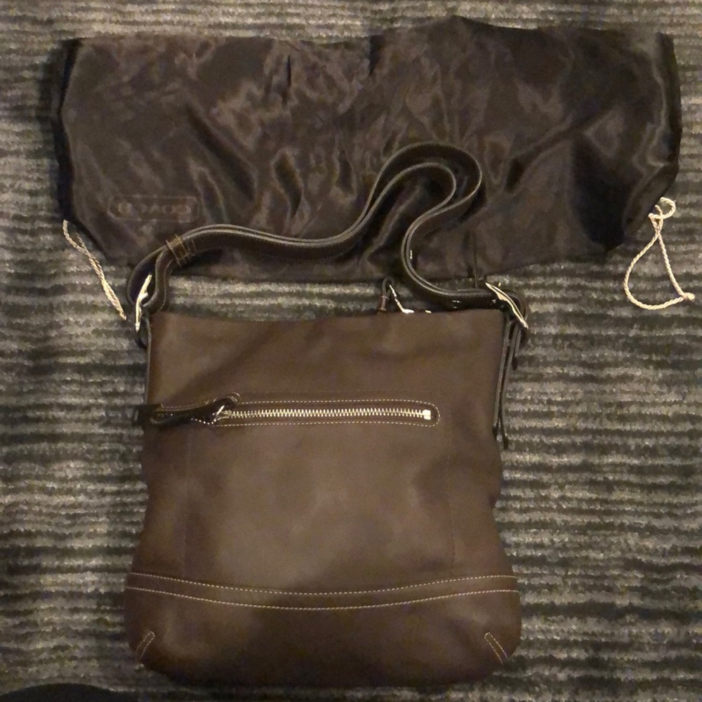 Coach Brown Buckle Strap leather bag